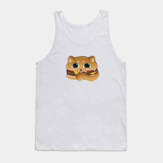 Cute Dog Cheese Burger Cartoon Tank Top by Art by Biyan